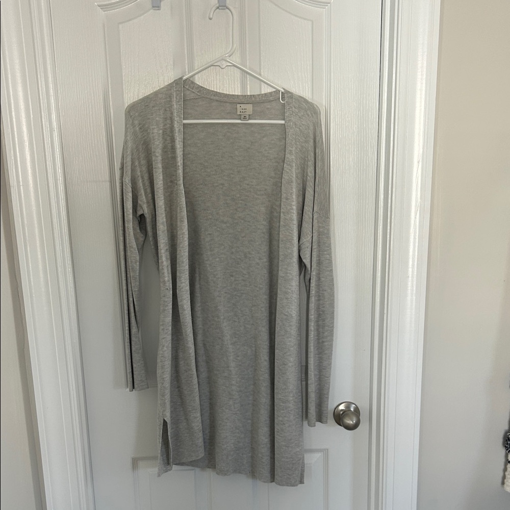 Gray Open Front Cardigan